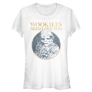 Juniors Womens Star Wars Valentine's Day Wookiees Need Love Too T-Shirt - 1 of 3