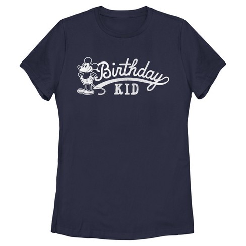 Women's Mickey & Friends Retro Birthday Kid T-shirt - Navy Blue - Small ...