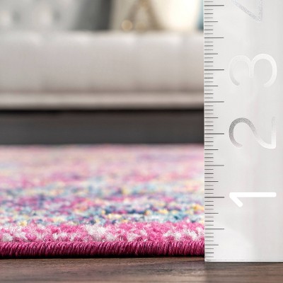 Pink and Blue Vintage Persian Style Rectangular Area Rug