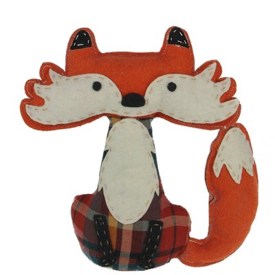 Northlight 9.5” Plush Plaid Sitting Fox Thanksgiving Decoration - Orange/Cream