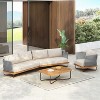 Christopher Knight Home Raphael 3 Piece Outdoor Rope Woven and Acacia Wood Sectional Sofa Set with Water-Resistant Cushions - 2 of 4