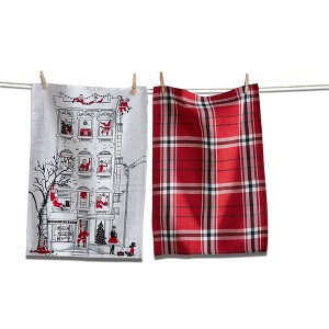 tagltd Santa Cityscape Dishtowel Set of 2 - Christmas Kitchen Towels, Multicolor Cotton, Machine Wash, 26" x 18" - 1 of 2