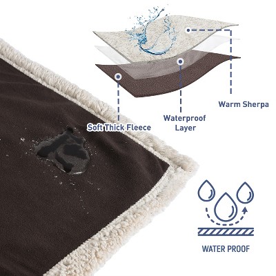 Large Gray Waterproof Sherpa Fleece Pet Blanket