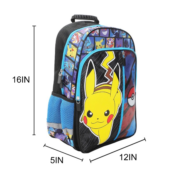 Mochila de Pokémon Pikachu y Pokebola de 16 pulgadas para niños para la escuela y viajes 4