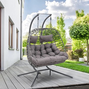 Brafab 2 Person Swing Egg Chair with Sturdy Stand and Fluffy Cushion - 1 of 4