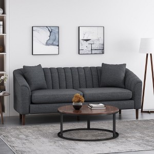 Standard Upholstered 3-Seater Sofa with Plush Accents, Tapered Legs and Accessory Pillows - 1 of 4