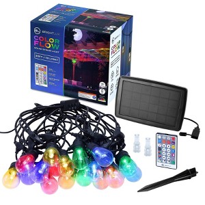 BrightLux 18ct LED 36ft Color Flow Solar Indoor Outdoor Filament String Lights Multicolor Bulbs with Black Wire - 1 of 4