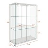Modern Glass Display Cabinet with Glass Doors & LED Lights, 2-Door Showcase with Tempered Glass Shelves for Living Room-Cuddlewood - 4 of 4