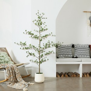 DR.Planzen 84" Artificial Olive Tree - 7FT UV Resistant Fake Plant with Black Fruits in 10.5" White Pot for Indoor/Outdoor Floor & House Decor - 1 of 4