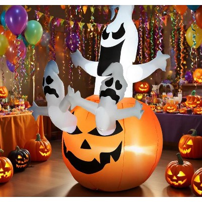 Halloween Inflatables Outdoor Decorations Jack-O-Lantern Pumpkin and Ghosts
