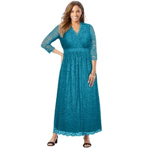 Jessica London Women's Plus Size Stretch Lace Maxi Dress - 1 of 4