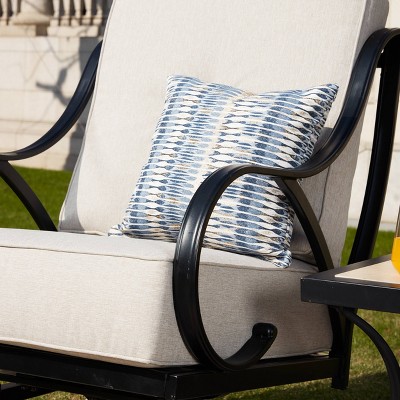 Cream 3-Piece Iron and Marble Patio Set with Cushions