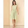 Allegra K Women's Floral Split Neck Drawstring Waist Sleeveless A-Line Summer Midi Dress - 3 of 4