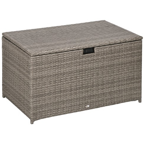 Dropship 140 Gallon Grey Garden Wicker Box Furniture Small Outdoor Storage  Box Waterproof For Patio to Sell Online at a Lower Price