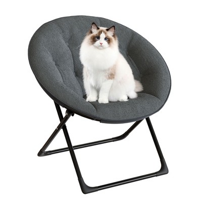 Comfy Oversized Saucer Chair for Adults, Soft Faux Fur Plush Folding Moon Chair, Metal Frame Reading Lounge Chair for Bedroom Living Room Dorm Office