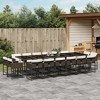 vidaXL 17-Piece Patio Dining Set - Brown Poly Rattan with Cushions and Tempered Glass Tabletop - Outdoor Furniture for Garden, Backyard, Patio - 2 of 4