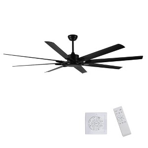 Duclsaty 75" Industrial Ceiling Fan No Light, DC Motor, 8 ABS Blades, Remote Control, Quiet, for Gym/Garage/Porch/Patio/Farmhouse, Black - 1 of 4