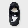 Women's Ghost Embroidered Halloween Faux Fur Slipper Socks with Grippers - Hyde and EEK Boutique™ Black/White - 3 of 4