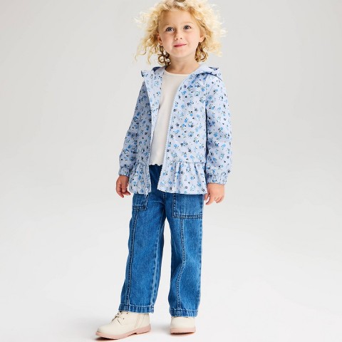 Детские куртки Cat & Jack Toddler Girls' Floral Print Ruffle Waist Rain Jacket - Cat & Jack™ Pink 5T