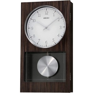 Seiko Modern Dark Wooden Wall Clock with Pendulum and Dual Chimes - 1 of 4