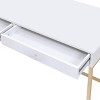 CAVINAS Glossy Gold Finish Writing Desk with 2 Drawers,Modern Home Office Desk w/Metal Legs and Luxe Design (20" Storage) - 4 of 4