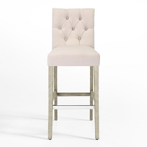 WestinTrends 29" Upholstered Linen Fabric Tufted Bar Stool Chair - 1 of 4
