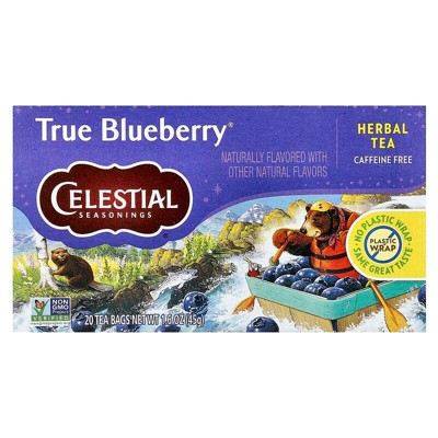 Celestial Seasonings, Herbal Tea, True Blueberry, Caffeine Free, 20 Tea Bags, 1.6 oz