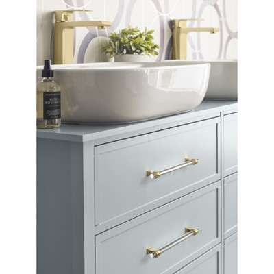 Glacio 8" Clear and Golden Champagne Modern Bar Pull