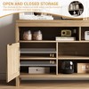 1SET BP MDF Rattan 2-Door Thick Board TV Cabinet with Rattan Weaving, Spacious Storage, Durable MDF Construction, Stylish Design, and Easy Assembly - 3 of 4