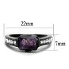 Slickblue Stainless Steel Women's Ring IP Gun Black with Synthetic Amethyst Crystal Stone Size 5-10 - 2 of 4