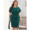 Whizmax Plus Size Cocktail Party Dress Bodycon Elegant Midi Dress Peplum Business Work Office Sheath Pencil with Belt - 2 of 4