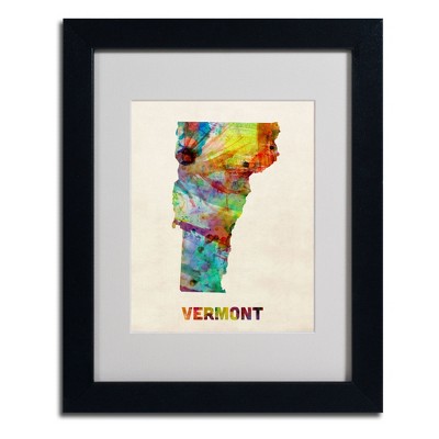 Trademark Fine Art -Michael Tompsett 'Vermont Map' Matted Framed Art
