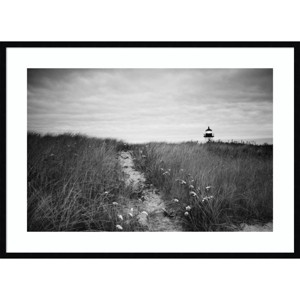 41" x 30" Nantucket Lighthouse by Aledanda Framed Wall Art Print Black - Amanti Art: Coastal Scene, Home Decor - 1 of 4