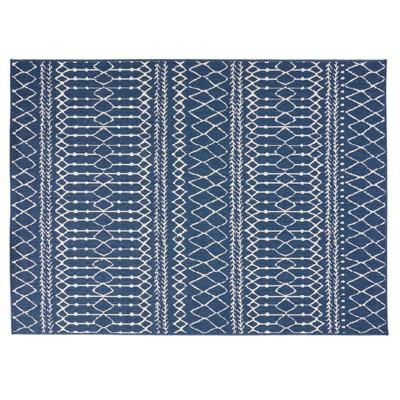 FONTOI Woven Area Rugs, Indoor and Outdoor Geometric Rugs with Textured Pattern, Floor Mat Carpet for Home Backyard Patio, Blue, 84"*0.16"*63"