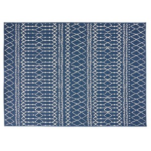 FONTOI Woven Area Rugs, Indoor and Outdoor Geometric Rugs with Textured Pattern, Floor Mat Carpet for Home Backyard Patio, Blue, 84"*0.16"*63" - 1 of 4