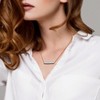 EVERLY JEWELRY | Yellow Plated Sterling Silver 1/2ct TGW Composite Blue Turquoise Bar Necklace, 18 inc + 2 inc - 4 of 4