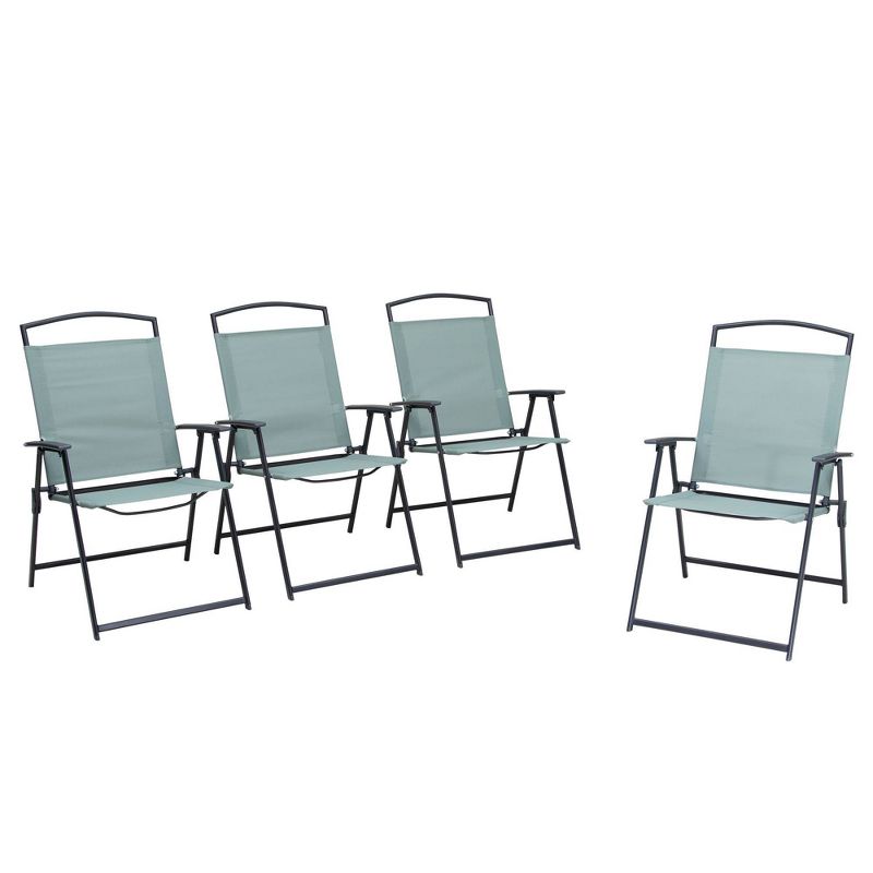 4pc Patio Steel Folding Arm Chairs Green - Crestlive Products, 1 of 11