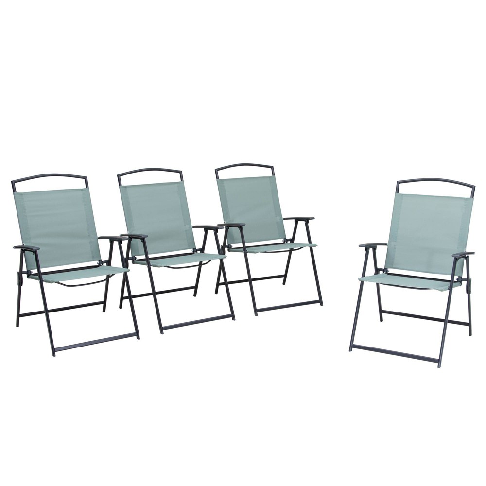 4pc Patio Folding Chairs - Green - Crestlive Products