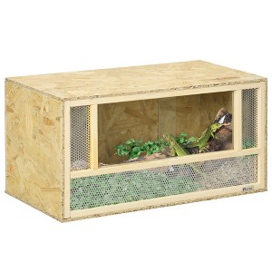 PawHut Reptile Terrarium, Wooden Reptile Tank 31.5" x 15.7" x 15.7" with Sliding Door for Chameleon, Lizard, Snake, Frog, Turtle, 33.8 Gallon - 1 of 4