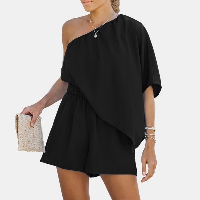 Women's Asymmetrical One-Shoulder Romper - Cupshe
