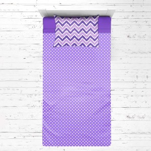Bacati - MixNMatch Purple Chevron Dots 3 pc Toddler Sheet Set - 1 of 4