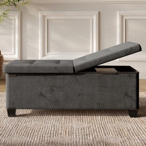 StorageBud Storage Ottoman for Bedroom End of Bed, Velvet Storage Bench, Large Storage Ottoman Bench, Entryway Bench with Storage - 1 of 4
