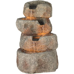 Glacial Rock Zen 30" High Large Rustic Indoor Outdoor Decor Faux Stone Floor Fountain with Light LED Waterfall Outside Garden Patio - 1 of 4