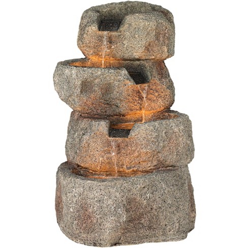 Download John Timberland Rustic Zen Outdoor Floor Water Fountain With Light Led 30 High Rock Waterfall For Yard Garden Home Patio Deck Target