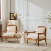 PAGED Modern Accent Chairs Set of 2, Wooden Arm Chair with Rattan Backrest and Cushion for Bedroom, Living Room Furniture - 2 of 4