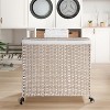 Hrinhom 27.2"W Flip-Top Rattan Laundry Hamper with 2 Removable Bag and Wheels - 2 of 4