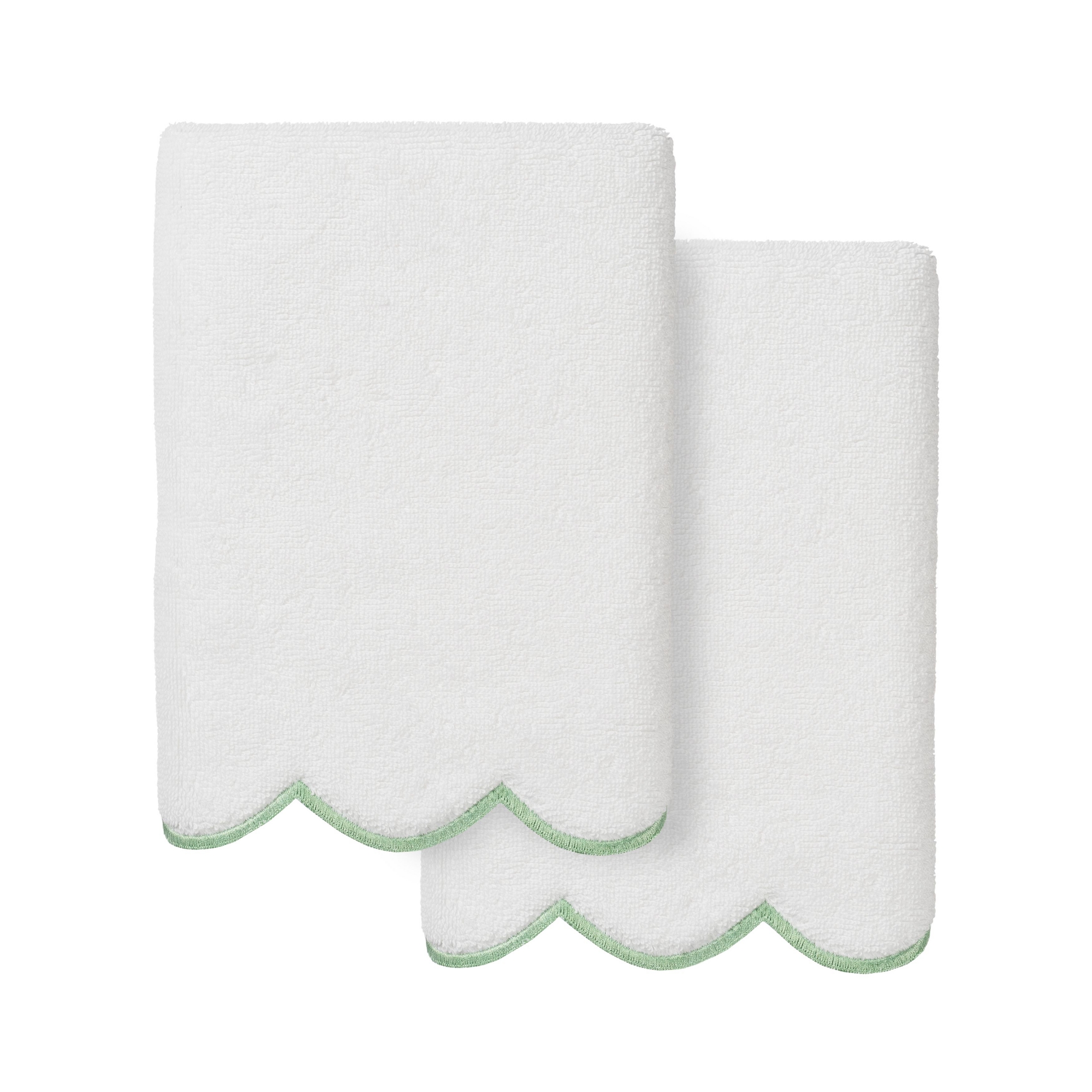 Linum Home Textiles 100% Turkish Cotton ADORNIA Scallop Towel Collection-Green-2 Pcs Hand Towel