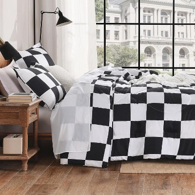 Der Rose BALHAM TRADE-3 Piece Checkered Comforter Queen Black White Plaid Gingham Bed Set Bedding Checkered - Black White-Quee 90"x90" — фото 8