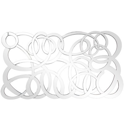 Glass Abstract Wall Mirror Silver - The Novogratz: Contemporary Style, 34.70" H x 63.50" W, Wood Frame, No Assembly Required