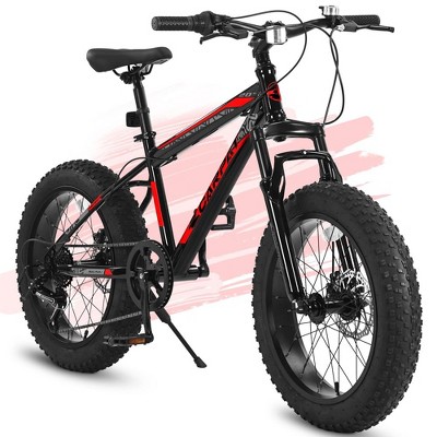 ZHUTA Kids Mountain Bike 20 Inch, 4" Wide Fat Tire, 7 Speed Ages 8-12 Year Old, Steel Frame Disc Brake Front/Dual Suspension